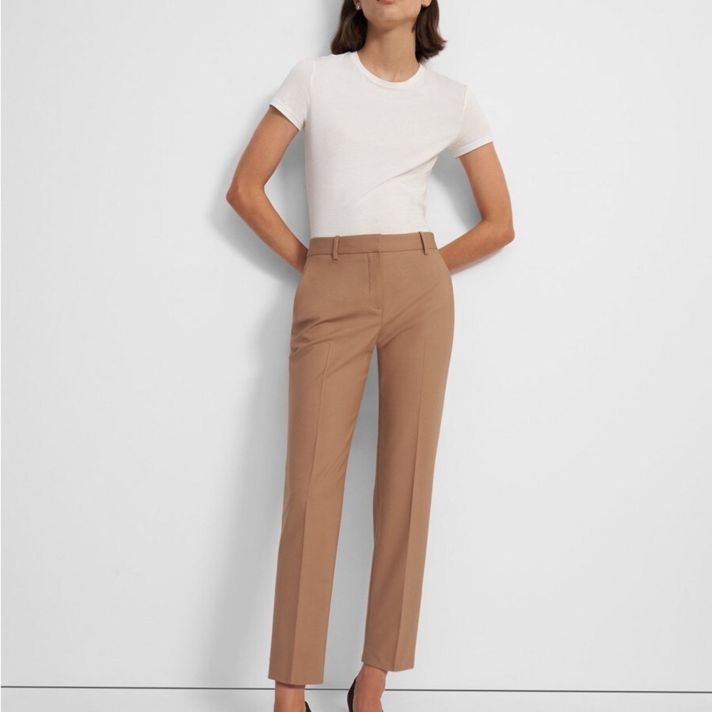 Theory Tan Tailored Trousers